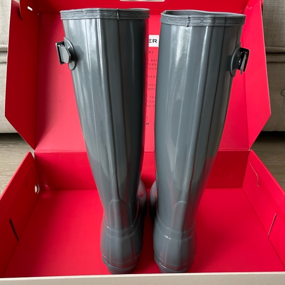 Hunter women’s original tall gloss rain boots feather gray size 8 - Picture 2 of 4